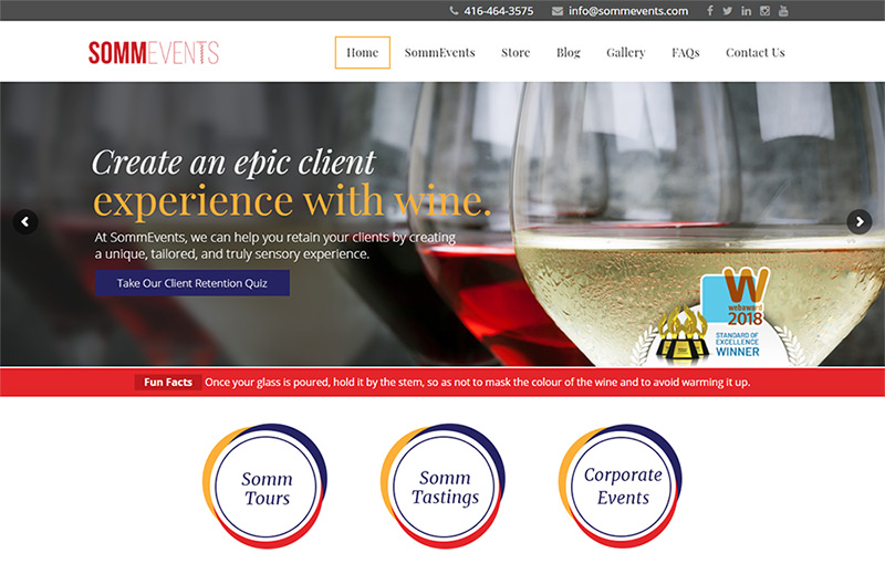 Website design for SommEvent by Measure Marketing