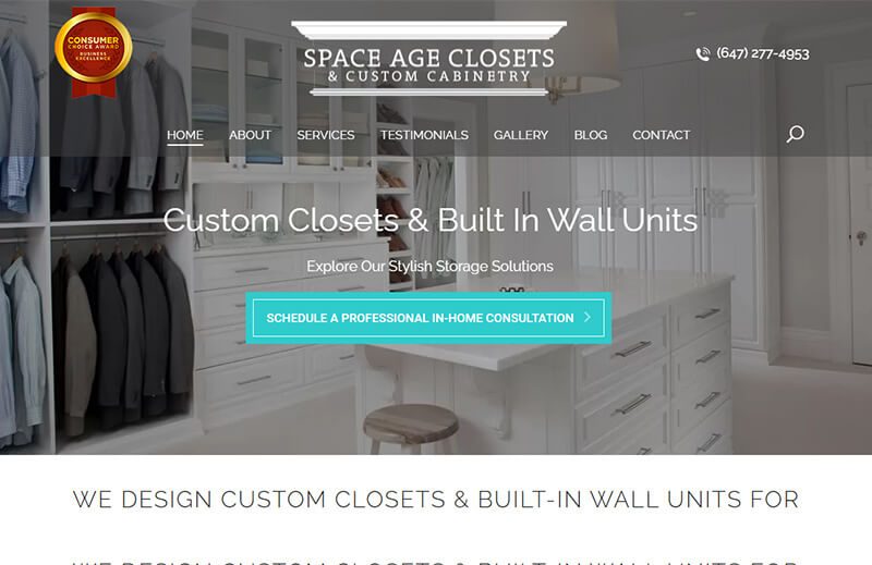 Webpage image of US Space age Closet website.