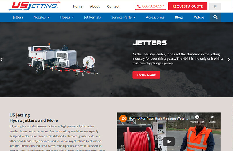 Webpage image of US Jetting website.